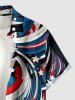 Plus Size Men Patriotic American Flag Swirl Print Buttons Pocket Shirt - Bleu profond M
