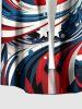 Plus Size Men Patriotic American Flag Swirl Print Buttons Pocket Shirt - Bleu profond M