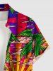 Plus Size Coconut Tree Sun Sea Waves Cloud Print Buttons Pocket Hawaii Shirt For Men - Multi XL