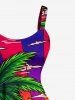 Plus Size Coconut Tree Sun Sea Waves Cloud Print Hawaii Tank Dress - Multi S