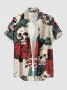 Skulls Leaf Flower Print Matching Hawaii Beach Outfit For Couples -  