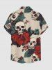 Skulls Leaf Flower Print Matching Hawaii Beach Outfit For Couples -  