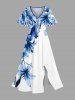 Flowers Print Matching Hawaii Beach Outfit For Couples - Bleu 