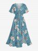 Flowers Leaf Print Matching Hawaii Beach Outfit For Couples -  