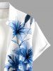 Flowers Print Buttons Pocket Hawaii Shirt For Men - Bleu 4XL