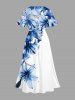 Flowers Print Split Hawaii Midi Dress -  
