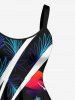 Coconut Tree Tropical Leaf Sun Sea Waves Print Hawaii Tank Dress - Noir XXS