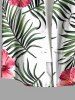 Hibiscus Flower Tropical Leaf Print Buttons Pocket Hawaii Shirt For Men -  