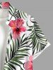 Hibiscus Flower Tropical Leaf Print Buttons Pocket Hawaii Shirt For Men -  