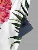 Hibiscus Flowers Tropical Leaf Print V Neck Hawaii Wide Leg Jumpsuit -  