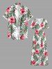 Hibiscus Flowers Tropical Leaf Print V Neck Hawaii Wide Leg Jumpsuit -  
