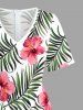 Hibiscus Flowers Tropical Leaf Print V Neck Hawaii Wide Leg Jumpsuit -  