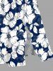 Flowers Leaf Print Split Hawaii Midi Dress -  