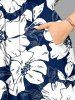 Flowers Leaf Print Split Hawaii Midi Dress -  