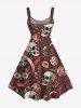 Skulls Flowers Print Hawaii Tank Dress -  