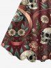 Skulls Flowers Print Hawaii Tank Dress -  