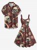 Skulls Flowers Print Hawaii Tank Dress -  