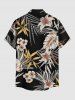 Tropical Leaf Flower Print Hawaii Button Pocket Shirt For Men -  