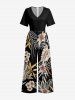 Tropical Leaf Flower Print Hawaii Wide Leg Jumpsuit -  