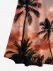 Plus Size Coconut Tree Ombre Sky Print Hawaii Cold Shoulder Crisscross A Line Maxi Dress - CORAL ROSE 5X