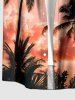 Coconut Tree Ombre Sky Print Hawaii Button Pocket Shirt For Men -  