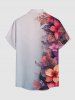Flower Leaf Ombre Print Hawaii Button Pocket Shirt For Men -  