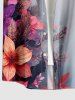 Flower Leaf Ombre Print Hawaii Button Pocket Shirt For Men -  