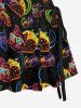 Galaxy Cat Hot Dog Print Lace Up Hawaii Tank Dress - Noir XS