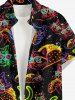 Galaxy Cat Hot Dog Print Buttons Pocket Hawaii Shirt For Men - Noir S