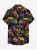 Galaxy Cat Hot Dog Print Buttons Pocket Hawaii Shirt For Men - Noir S
