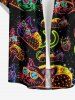 Galaxy Cat Hot Dog Print Buttons Pocket Hawaii Shirt For Men - Noir S