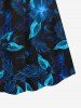 Hibiscus Flowers Leaf Print Surplice Hawaii Cami Dress - Bleu de Minuit 1X