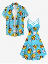 Ducks Bubble Print Matching Hawaii Beach Outfit For Couples -  