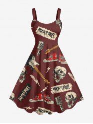Skull Guitar Shoes Microphone Print Hawaii Tank Dress -  