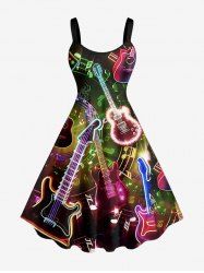 Guitar Music Symbol Rock and Roll Print Hawaii A Line Dress -  
