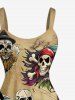 Skulls Skeleton Pirate Coconut Tree Beer Print Matching Hawaii Beach Outfit For Couples -  