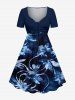 Flowers Leaf Tie Dye Print Matching Hawaii Beach Outfit For Couples -  