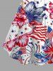 Plus Size Patriotic American Flag Fireworks Hibiscus Flower Print Ruched Lattice Crisscross Straps Dress -  