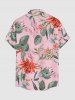 Plus Size Flowers Leaf Print Buttons Pocket Hawaii Shirt For Men -  