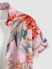 Plus Size Flowers Leaf Print Buttons Pocket Hawaii Shirt For Men -  