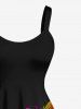 Plus Size Colorful Coconut Tree Sun Print Hawaii Tank Dress - Noir 4X