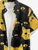 Two Tone Cat Print Hawaii Button Pocket Shirt For Men -  