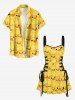 Cute Duck Print Hawaii Lace Up A Line Dress -  