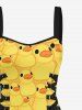 Cute Duck Print Hawaii Lace Up A Line Dress -  