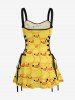 Cute Duck Print Hawaii Lace Up A Line Dress -  