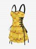 Cute Duck Print Hawaii Lace Up A Line Dress -  