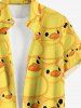 Cute Duck Print Hawaii Button Pocket Shirt For Men -  