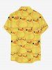 Cute Duck Print Hawaii Button Pocket Shirt For Men -  