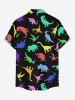 Colorful Dinosaur Print Hawaii Button Pocket Shirt For Men -  
