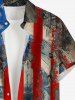 Chemise à poches boutonnées grande taille pour homme, avec imprimé drapeau américain et billets de banque. - Rouge S